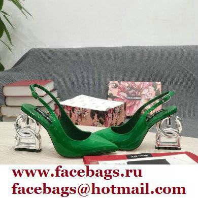 Dolce  &  Gabbana Heel 10.5cm Slingbacks Patent Green with DG Heel 2022